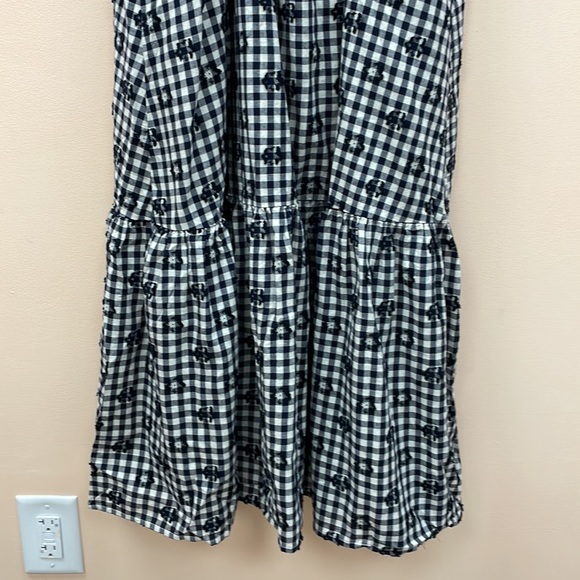 NWT Madewell Gingham Print Ruffle Hem Tent Midi Dress Preppy Black White Size 10 - Picture 11 of 14